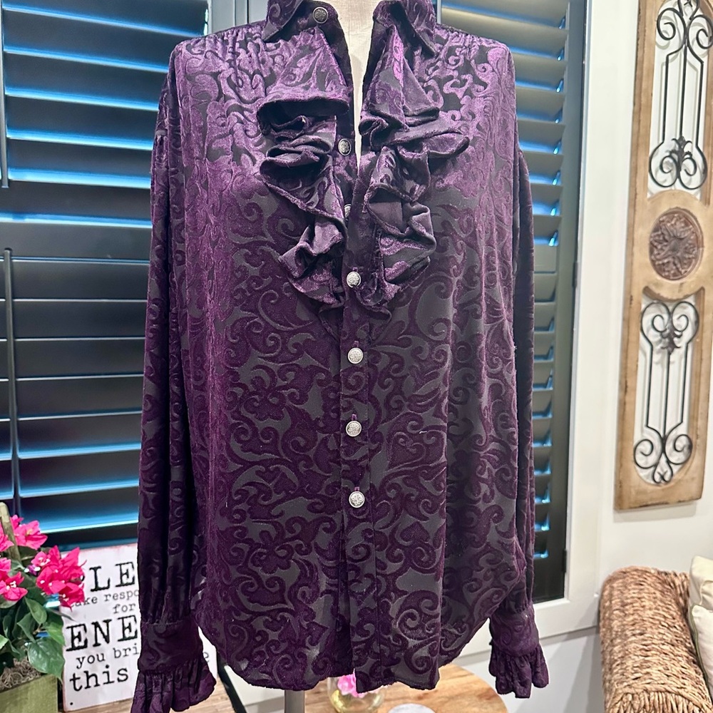 ETERNAL eggplant velvet burnout Top